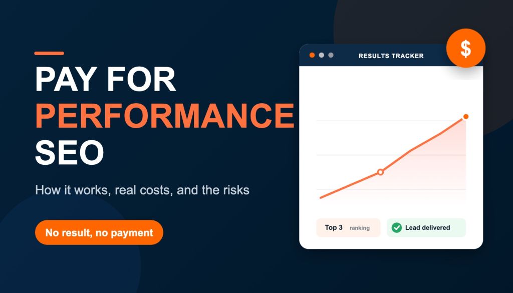 Pay for performance SEO results tracker showing rankings and leads