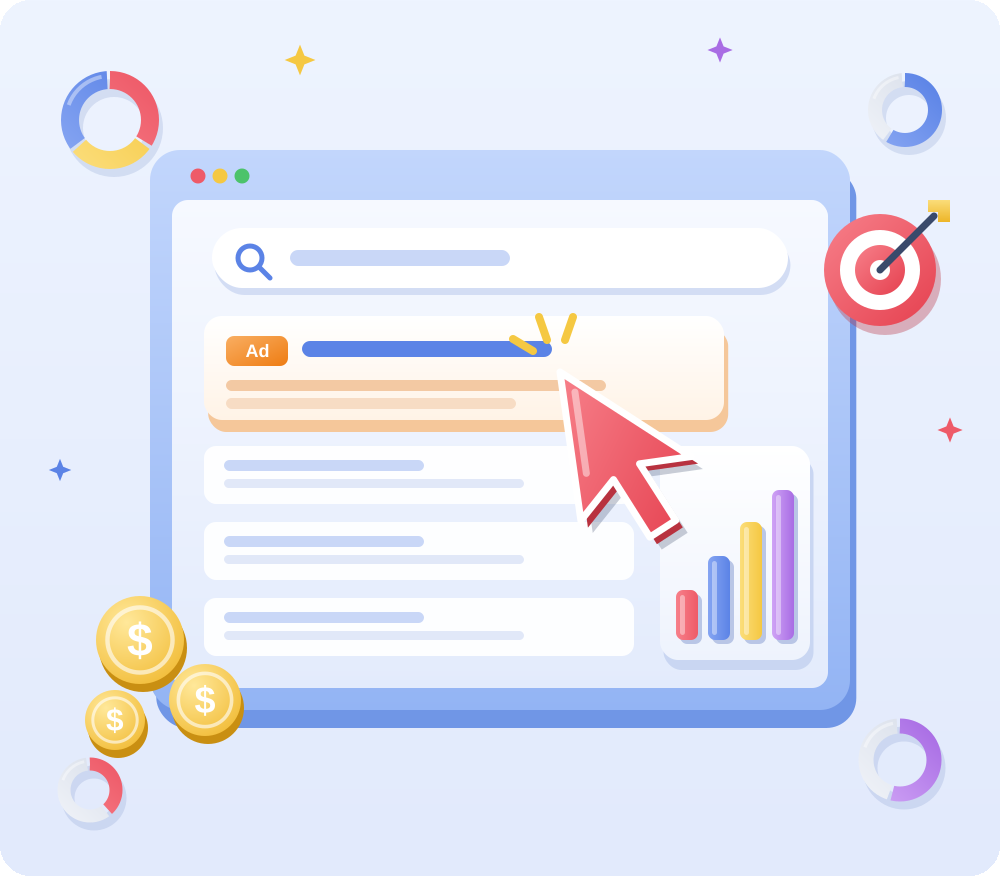 How PPC works: user clicking a Google search ad